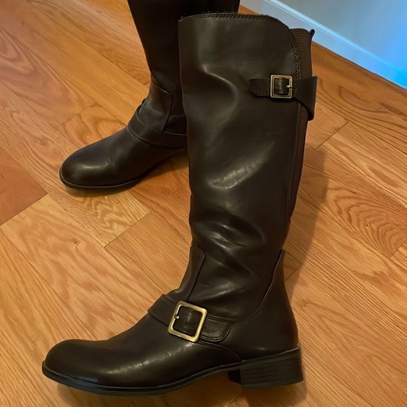 Tall Brown Zip Up Boots - Picture 2 of 3